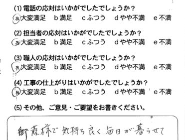 広島市南区Ｓ様にいただいた声